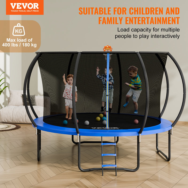 VEVOR 12ft Outdoor Trampoline with Enclosure, Ladder & Padding