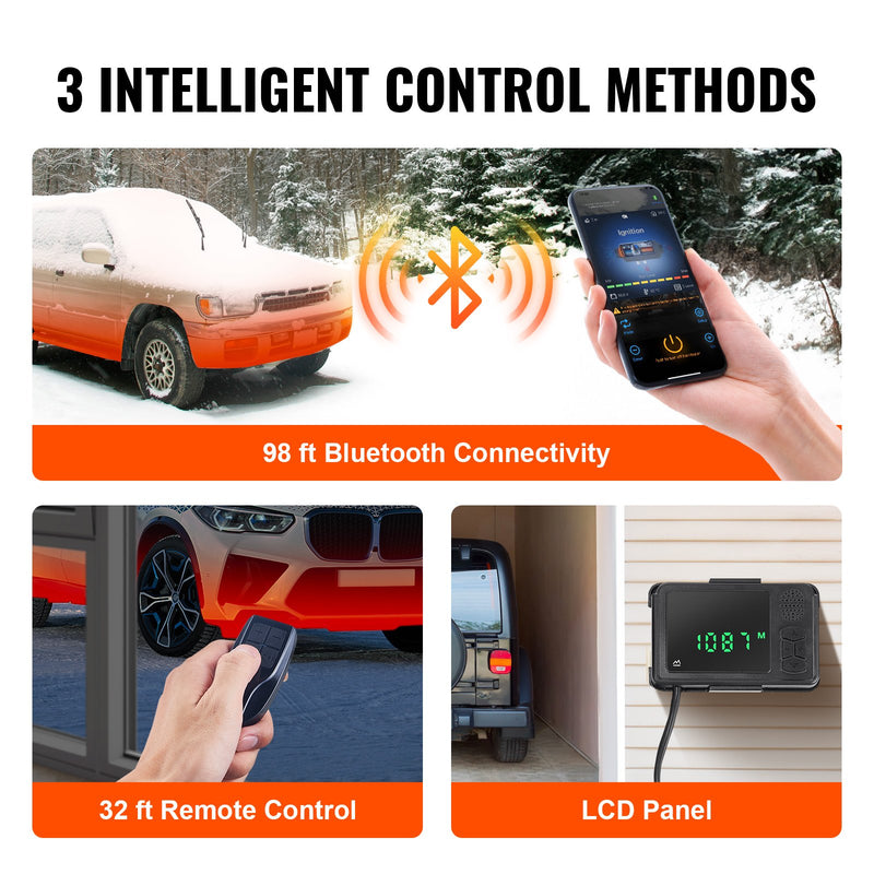 VEVOR 12V 2KW Diesel Air Heater – Bluetooth App Control with Remote & LCD