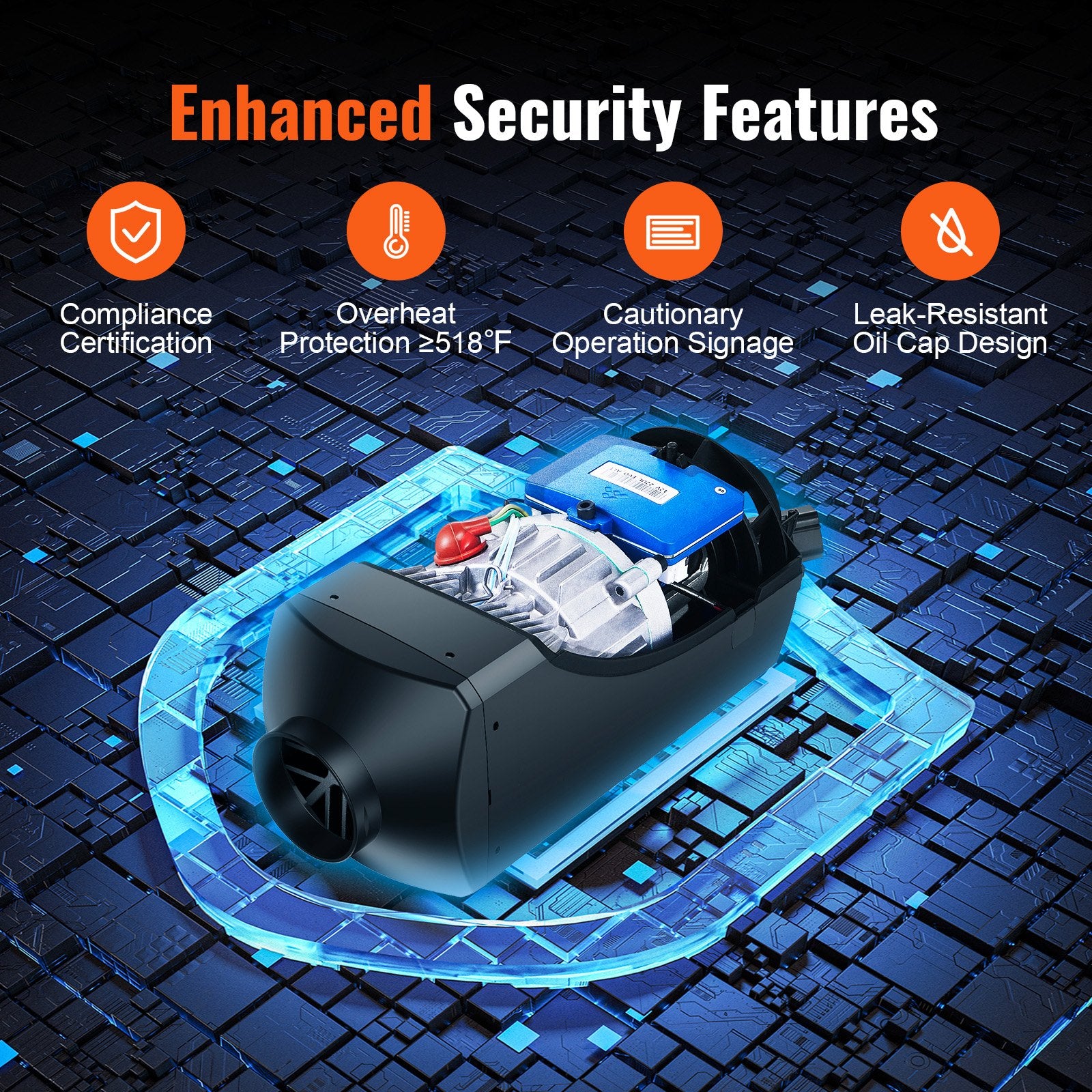 VEVOR 12V 2KW Diesel Air Heater – Remote Control with LCD Display & 10L Fuel Tank