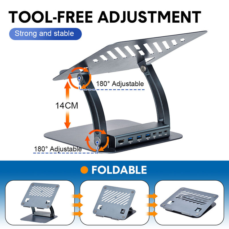 7-in-1 360° Laptop Stand Dock with PD & HDMI
