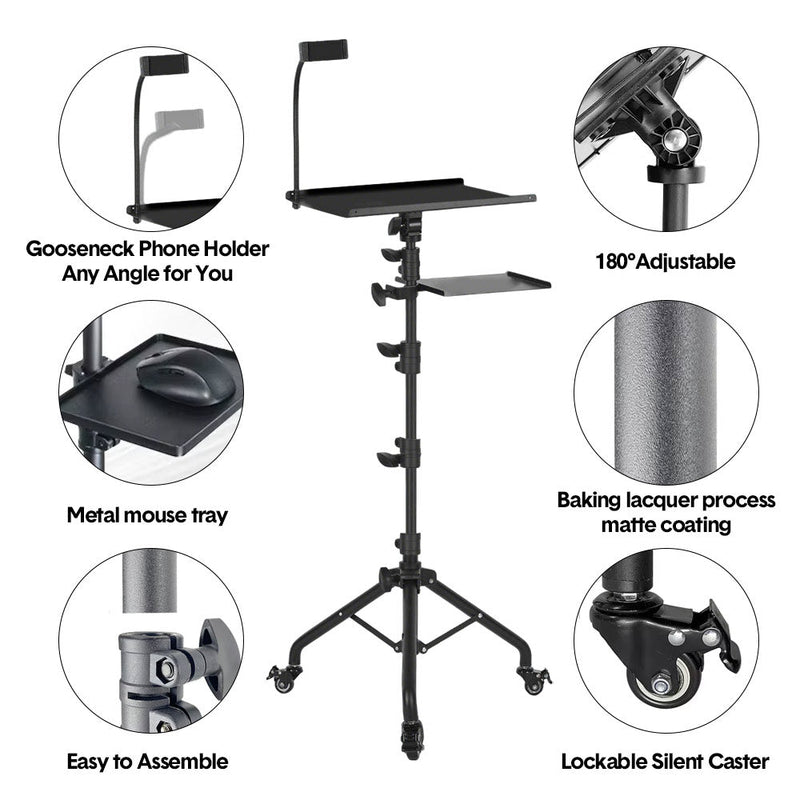 Mobile Laptop Tripod Stand on Wheels 82–170cm