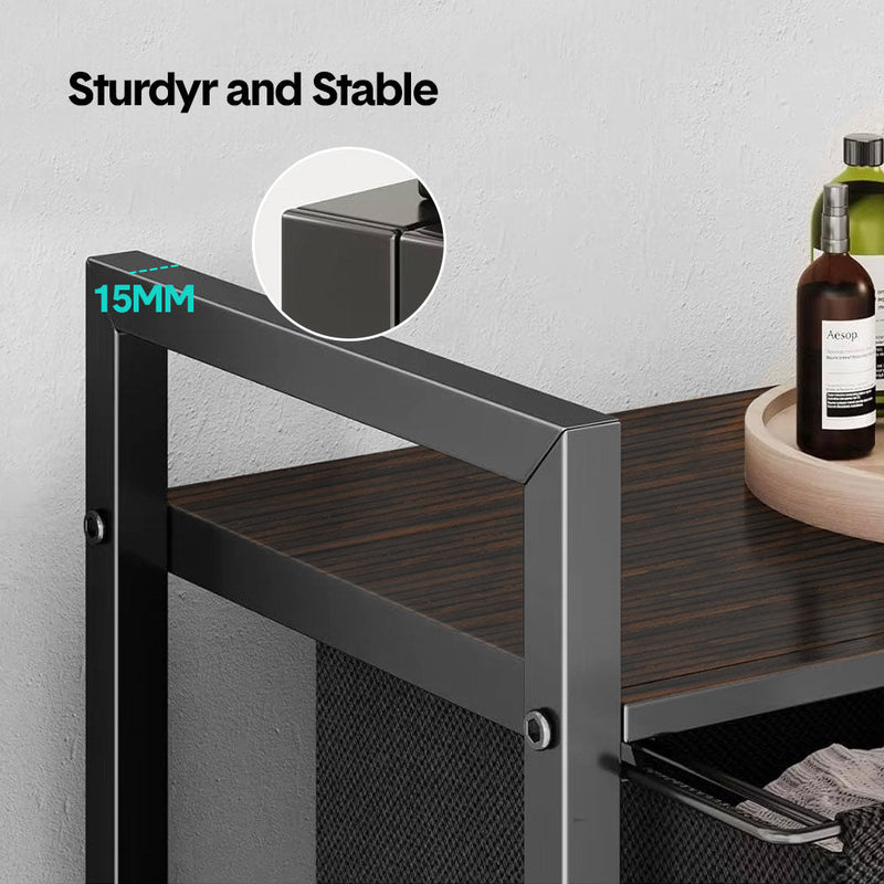 Metal Laundry Hamper with Shelf & 2 Bags