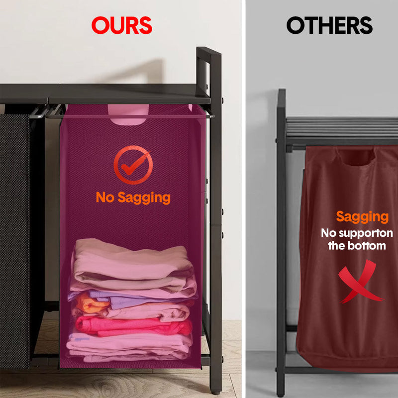 Metal Laundry Hamper with Shelf & 2 Bags