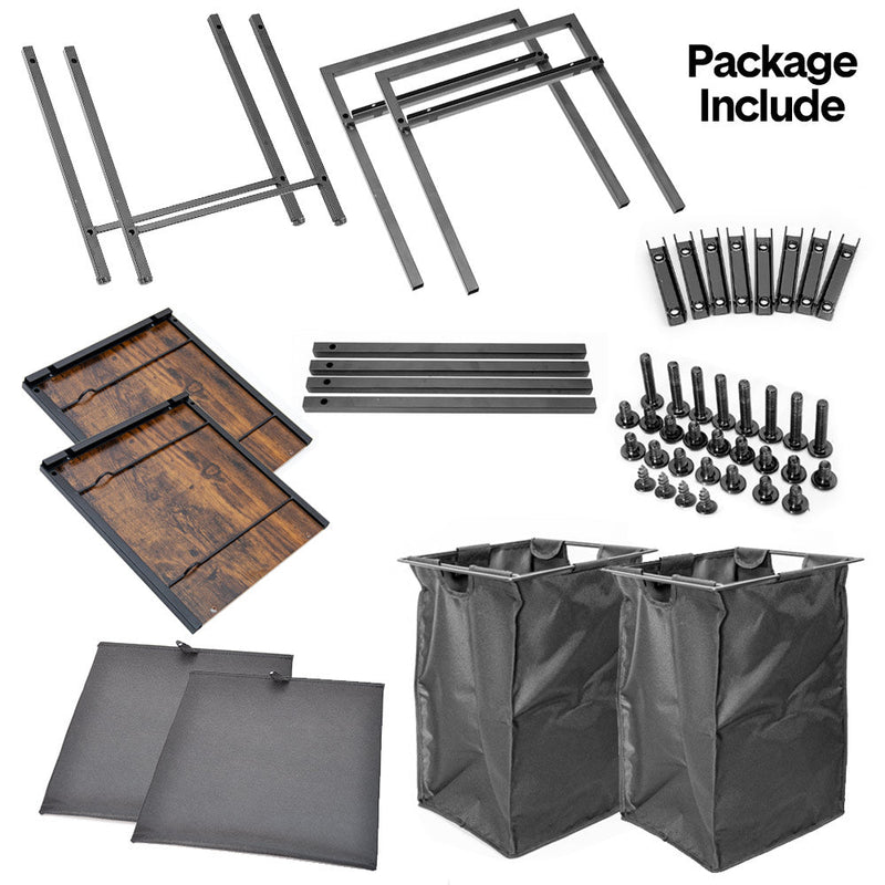 Metal Laundry Hamper with Shelf & 2 Bags