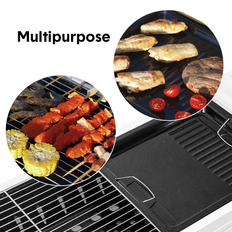 Foldable BBQ Grill with 2 Nets & Pans