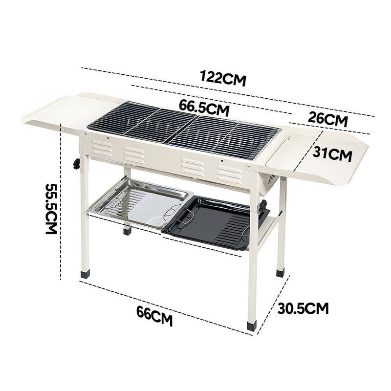 Foldable BBQ Grill with 2 Nets & Pans