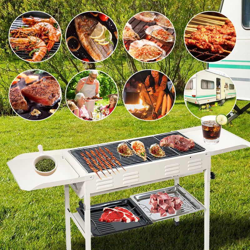 Foldable BBQ Grill with 2 Nets & Pans