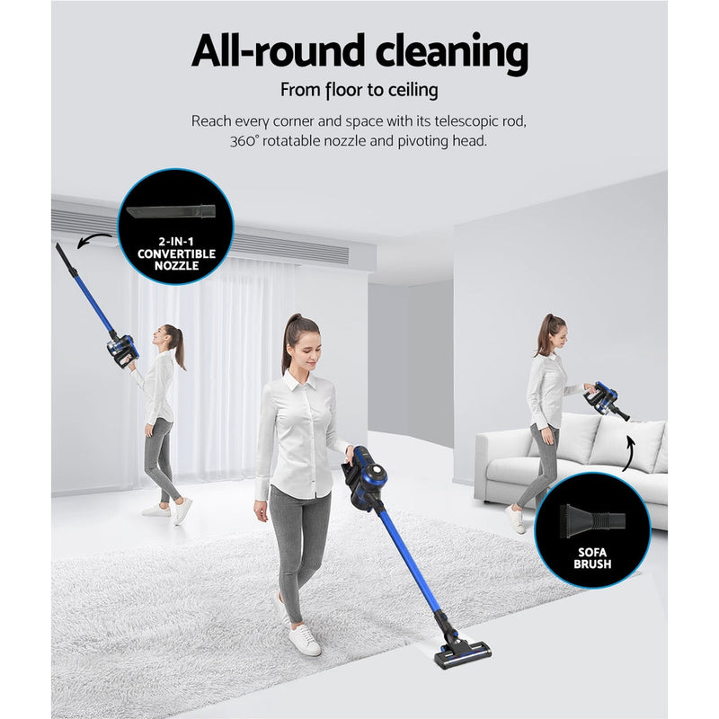 Devanti 250W Cordless Stick Vacuum Cleaner – Blue