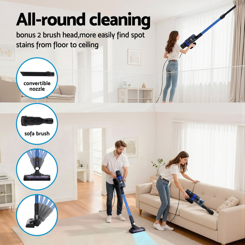 Devanti 350W Brushless Cordless Stick Vacuum – Blue