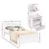 King Single Bed Frame and Bedside Table White