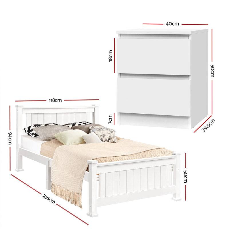 King Single Bed Frame and Bedside Table
