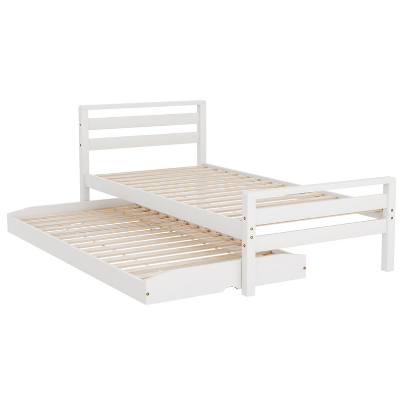 AVIS Single Size 2-in-1 Trundle Bed – White