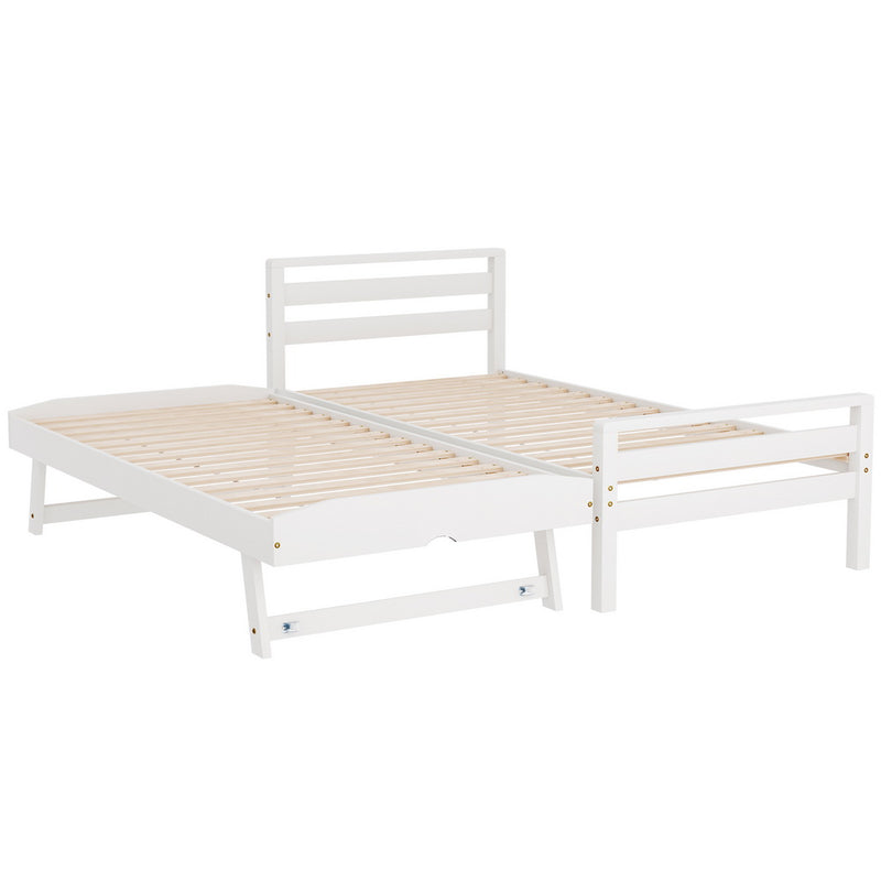 AVIS Single Size 2-in-1 Trundle Bed – White