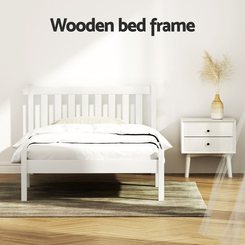 Artiss SOFIE King Single Bed Frame – White