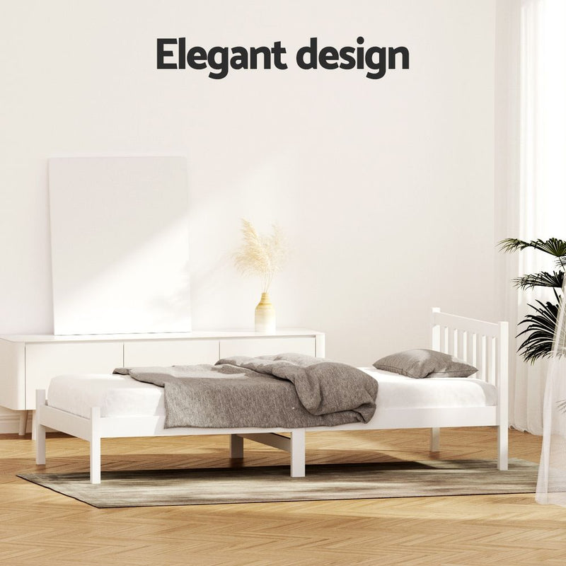 Artiss SOFIE King Single Bed Frame – White