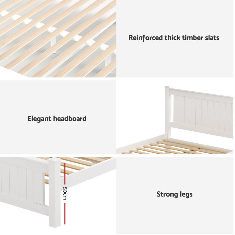 King Single Platform Bed w/ 2 Drawers – White RIO