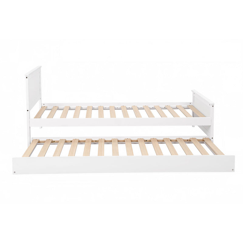 Artiss Single Bed with Trundle White