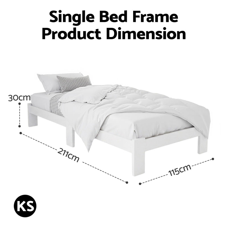 Artiss JADE King Single Bed Base – White