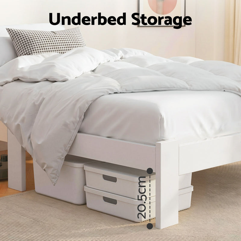 Artiss JADE King Single Bed Base – White