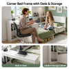 Artiss Single Corner Bed Frame with Desk, Shelves & USB-C Charging
