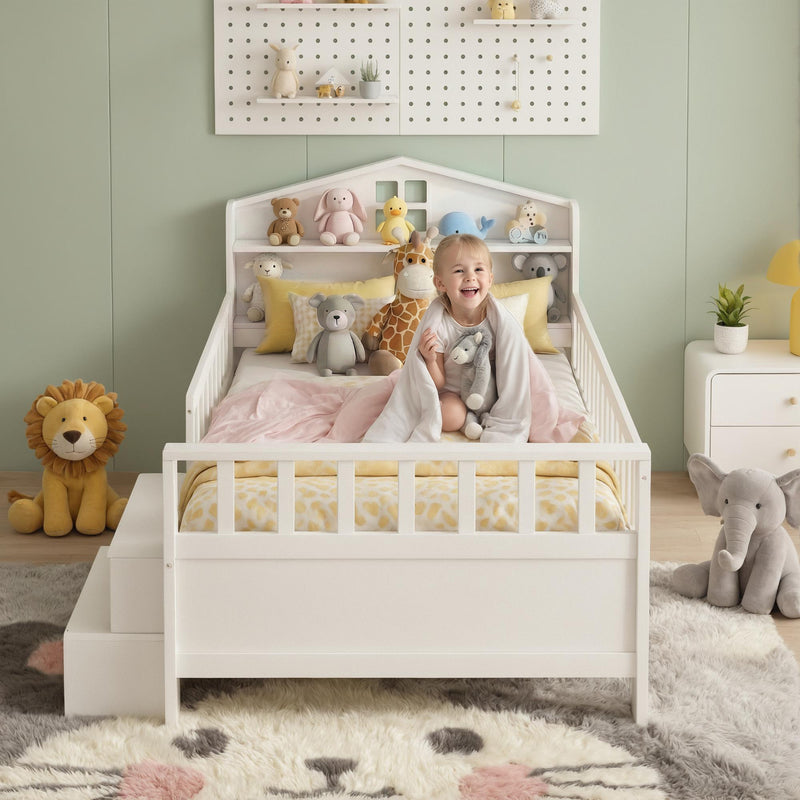 Artiss Single Montessori Bed Frame w/ Storage, USB & LED – White