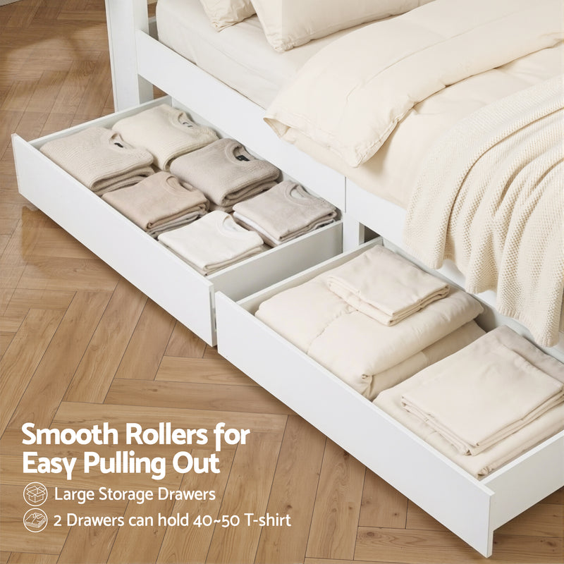 Artiss Double Bed Frame with Storage Drawers White