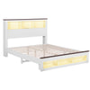 Artiss Queen Bed Frame w/ Storage Bookcase Headboard & LED – White