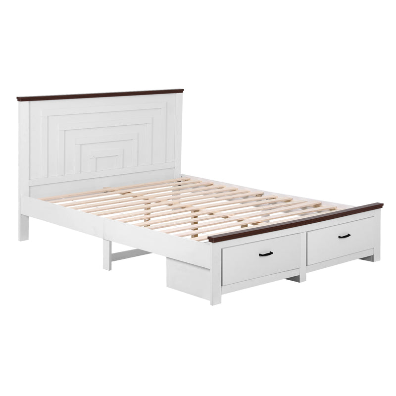 Artiss Queen Wooden Bed Frame with 2 Drawers White