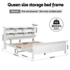 Artiss Queen Bed Frame with Storage Headboard & Footboard – White