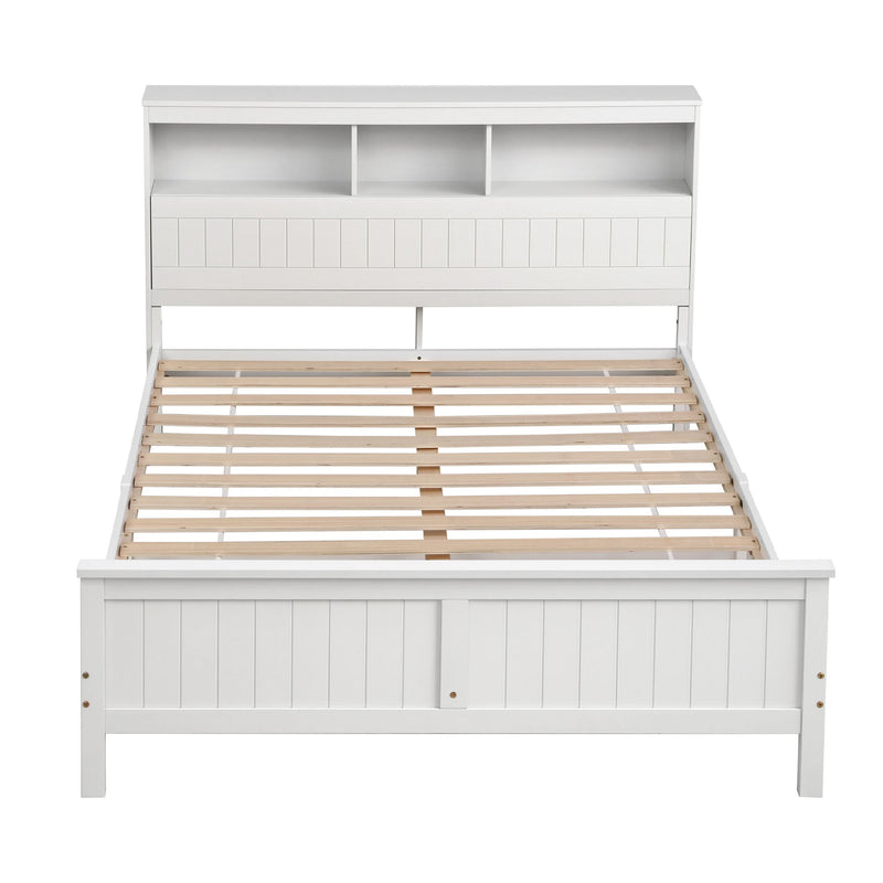Artiss Queen Bed Frame with Storage Headboard & Footboard – White