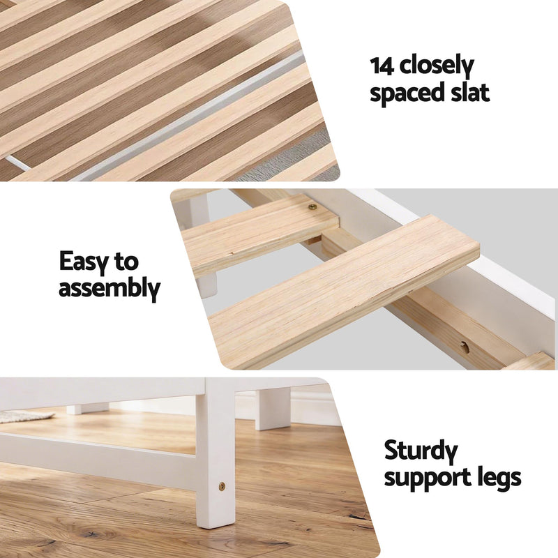 Artiss Single Bed Frame with Storage – White