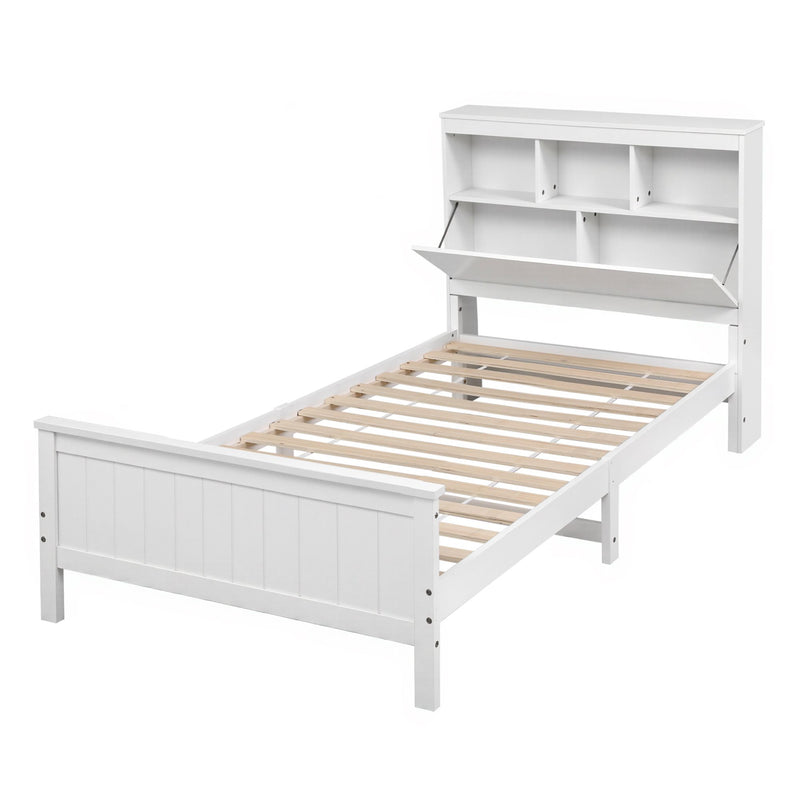 Artiss Single Bed Frame with Storage – White