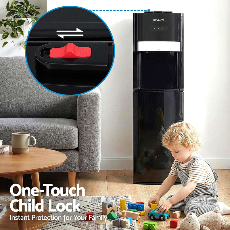 Devanti 3-Tap Bottom Loading Water Cooler Dispenser - Black
