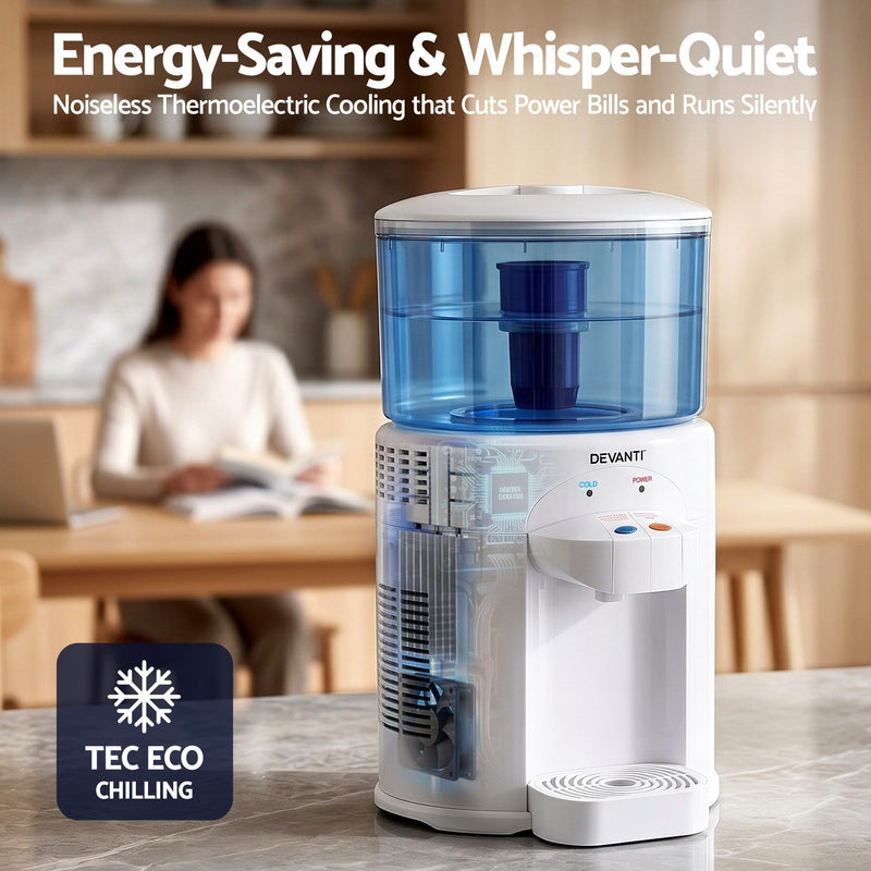 Devanti 5L Bench Top Water Cooler Dispenser with Filter & 2 Taps