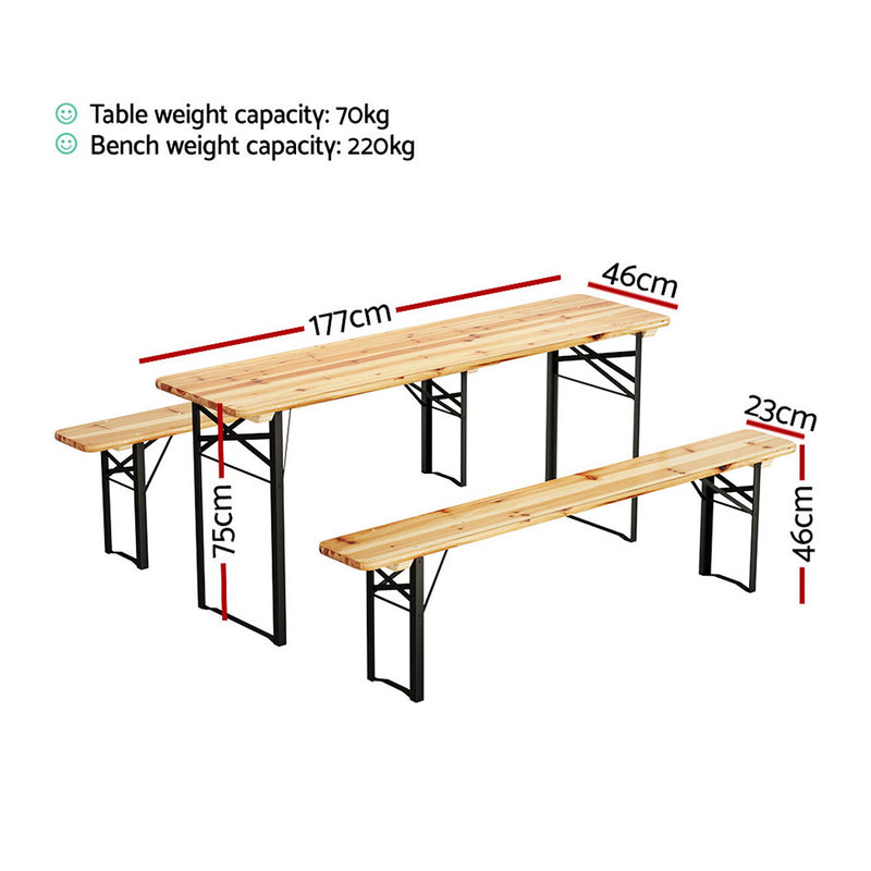 Gardeon Outdoor Wooden Bench Dining Set (3-Piece)