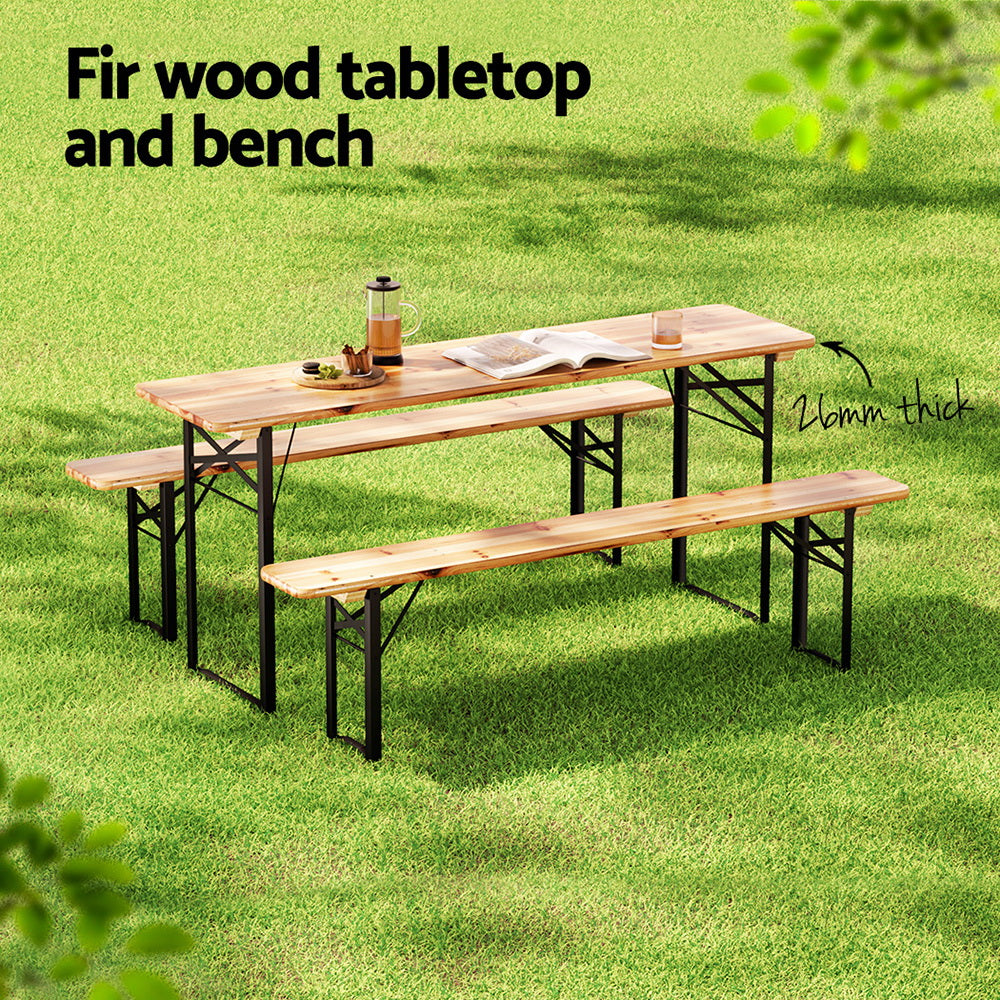Gardeon Outdoor Wooden Bench Dining Set (3-Piece)