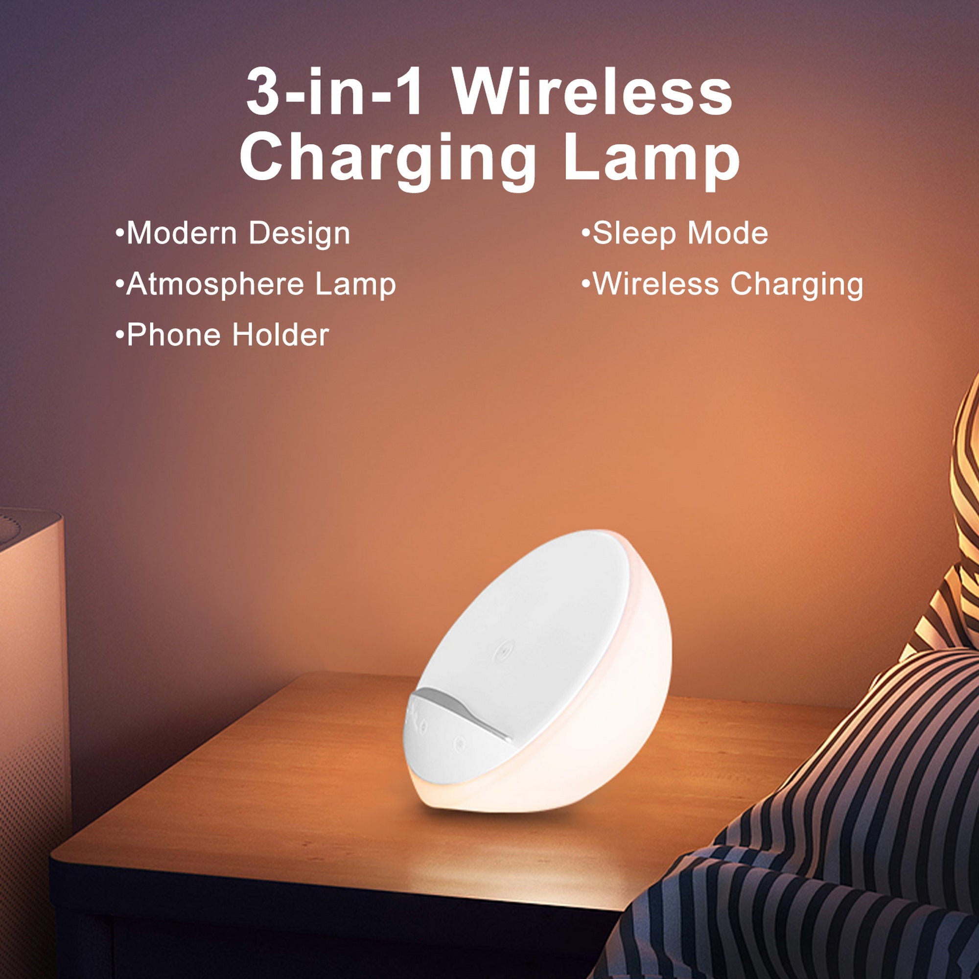 AIPOWER Wireless Charging Bedside Lamp