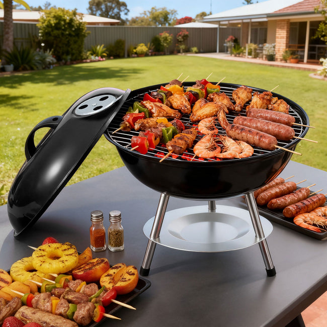 Grillz Portable Charcoal BBQ Grill with Lid