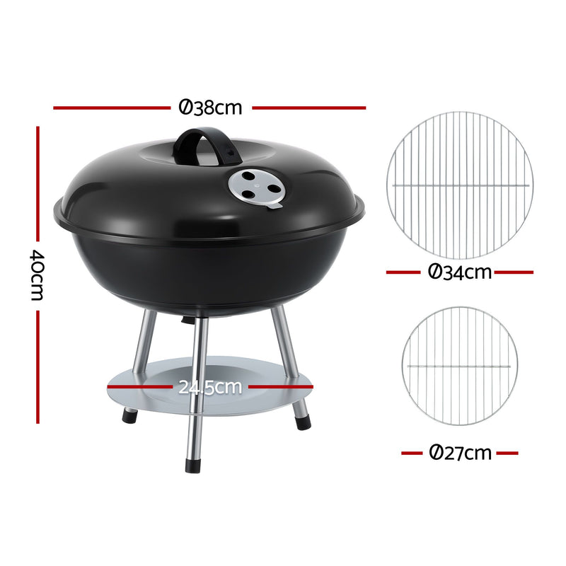 Grillz Portable Charcoal BBQ Grill with Lid