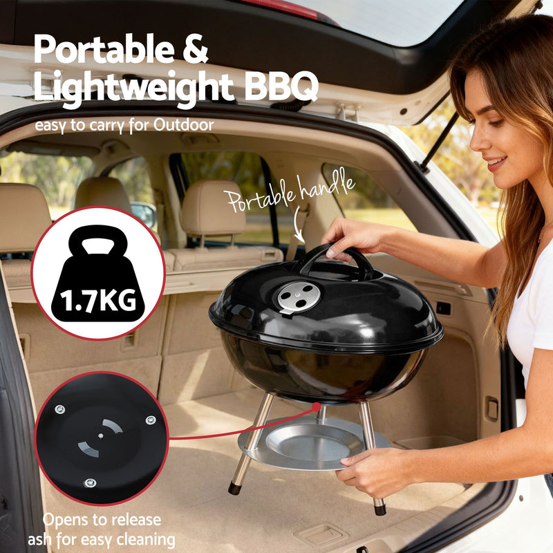 Grillz Portable Charcoal BBQ Grill with Lid