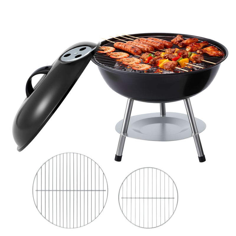 Grillz Portable Charcoal BBQ Grill with Lid
