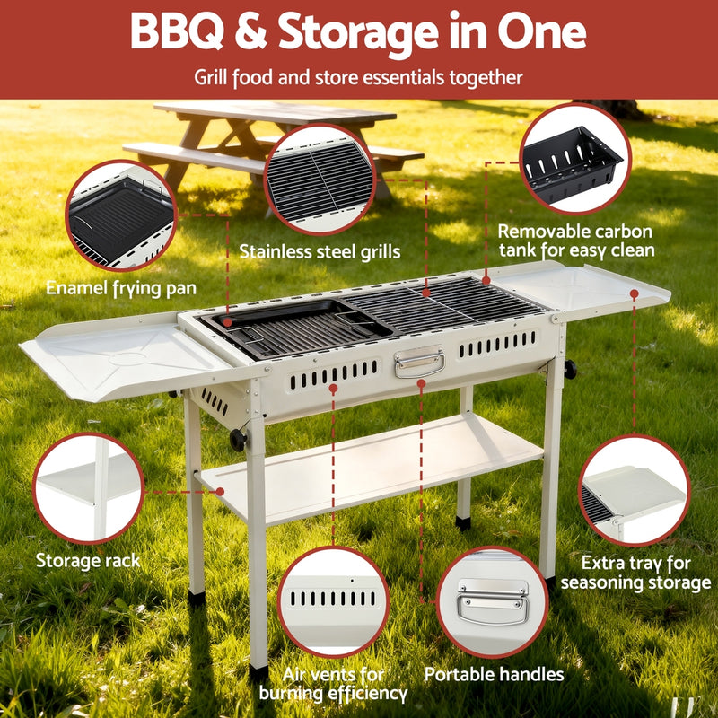 Grillz Portable BBQ Grill – Stainless Steel Racks & Pans