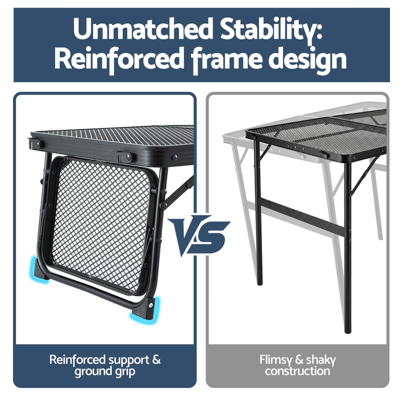 Weisshorn Portable Mesh Camping Table Folding Grill Desk