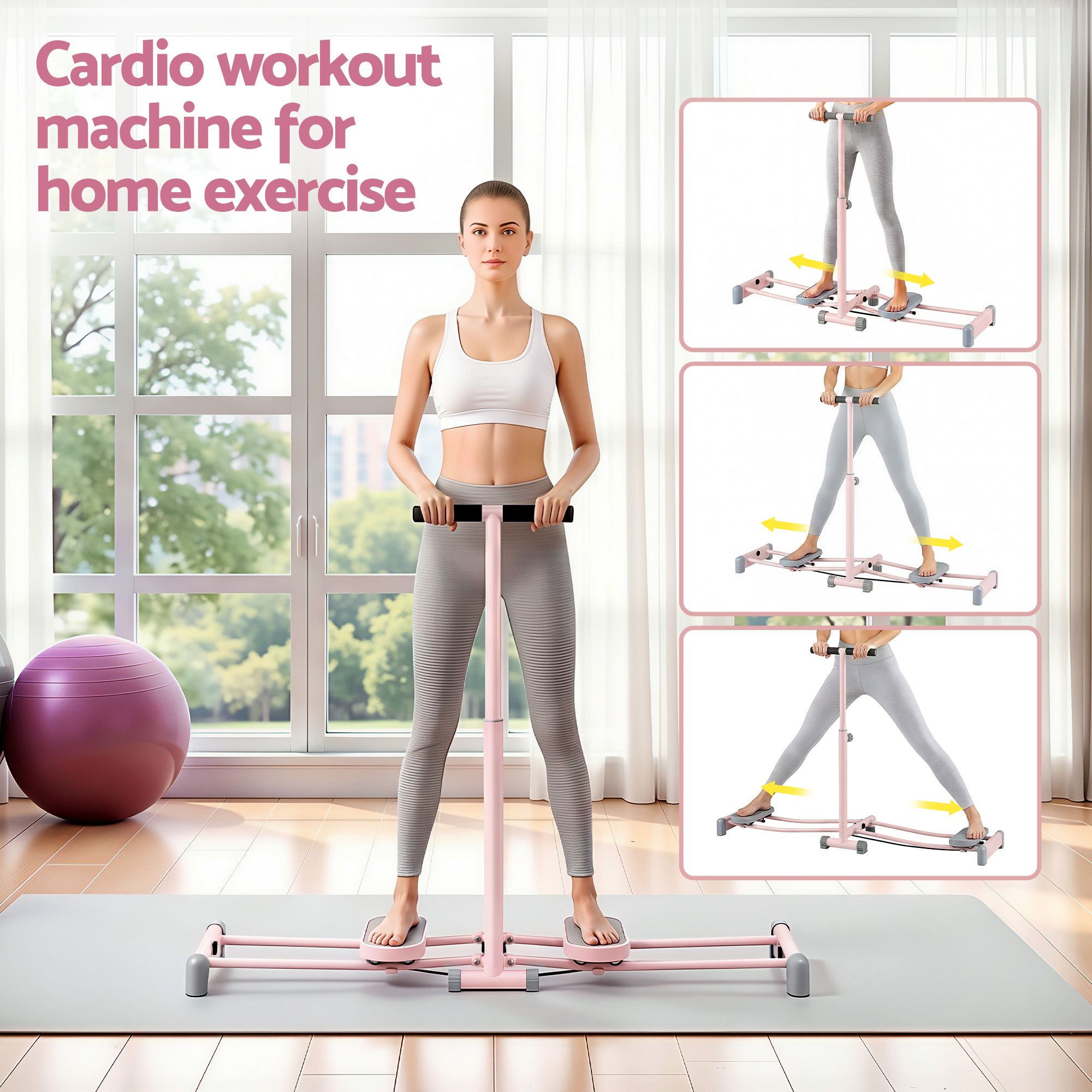 Everfit Foldable Ski Exercise Machine – Pink