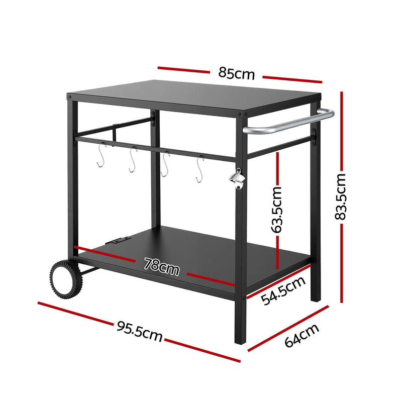 Weisshorn BBQ Prep Table & Outdoor Kitchen Trolley – Black