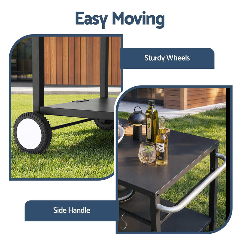 Weisshorn BBQ Prep Table & Outdoor Kitchen Trolley – Black