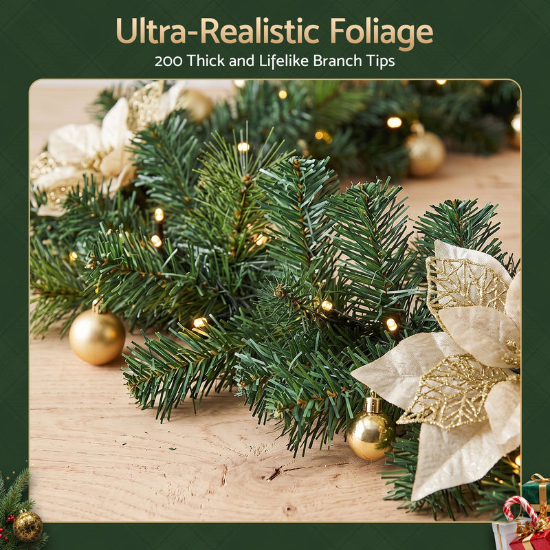 2.7M Christmas Garland – 200 Tips & LED Lights