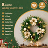 60cm Pre-Lit Christmas Wreath with Gold Flowers & Pinecones