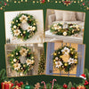 60cm Pre-Lit Christmas Wreath with Gold Flowers & Pinecones