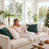 Jingle Jollys Christmas Tree Pillow Covers 2 Packs Cushion Covers Soft Faux Fur Jacquard Throw Pillow Covers 45 x 45cm White